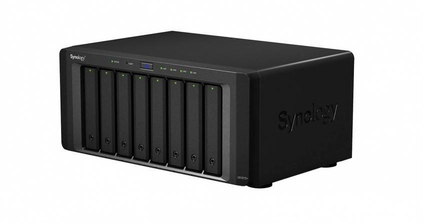 An eight-bay rackmount NAS with status display and drive caddies
